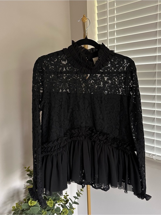 Tuckernuck Tops - Tuckernuck Black Lace Ruffle Blouse